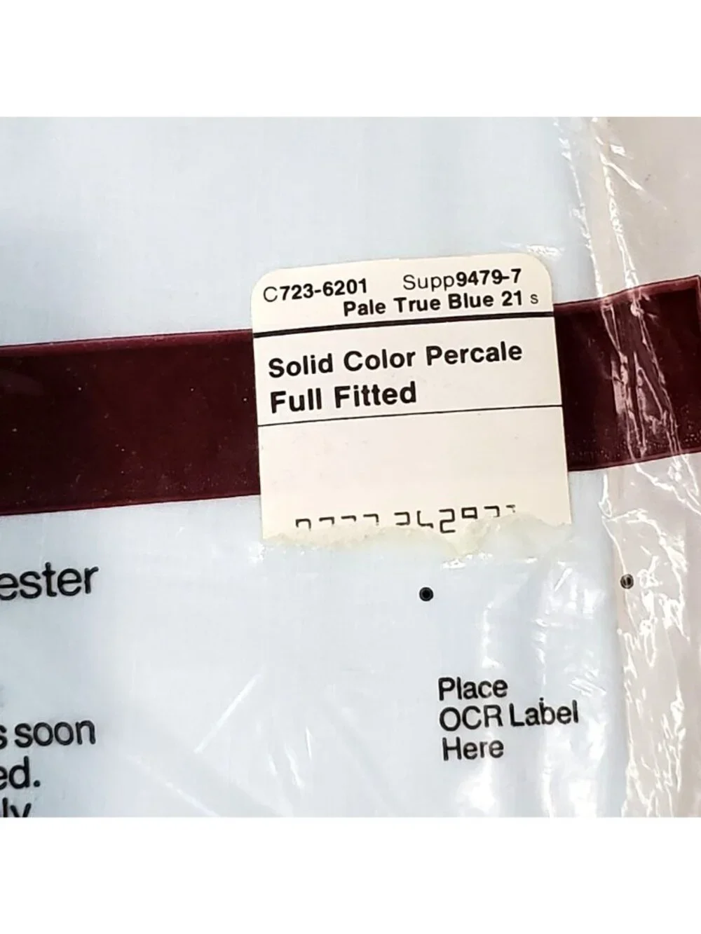 VTG JC Penney Percale Full Size Fitted Sheet Pale Blue 180 Thread Count USA